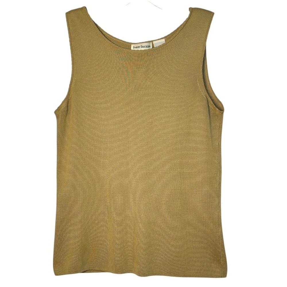Barry Bricken Tank Top Women Tan Silk Knit Capsule Wardrobe Old Money Chic S